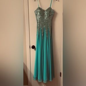 NEW Aqua Mermaid Chiffon Formal with Sequins
